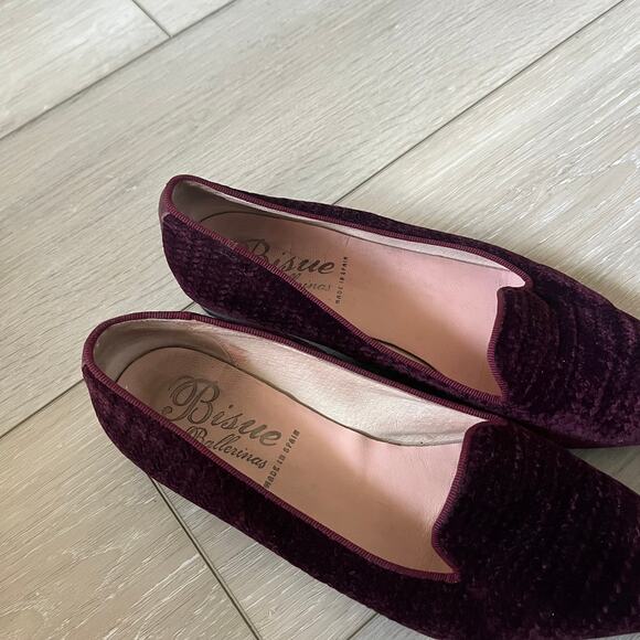 Anthropologie Bisue Ballerinas Flat Women's 40 Burgundy Embossed Smoking Loafer - Picture 5 of 14